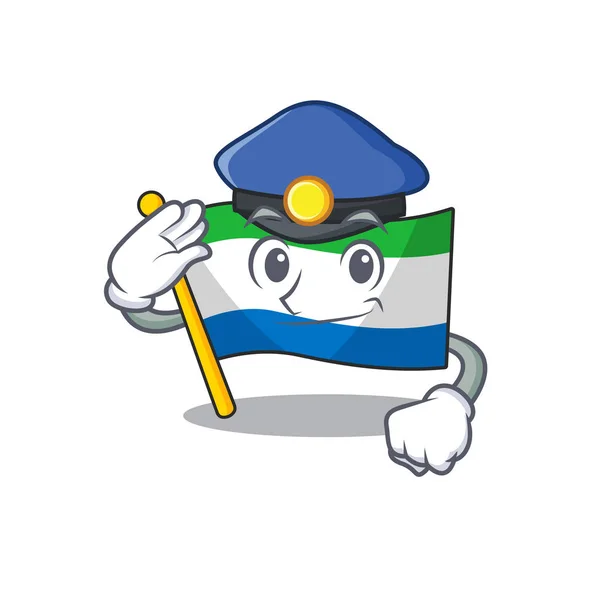 Flag sierra leone Tecknad karaktär klädd som en polis — Stock vektor