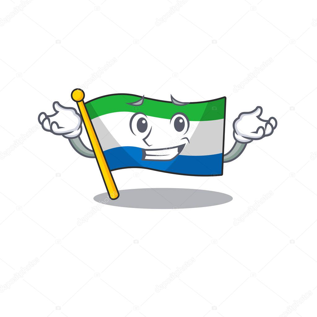 Super Cool Grinning flag sierra leone mascot cartoon style
