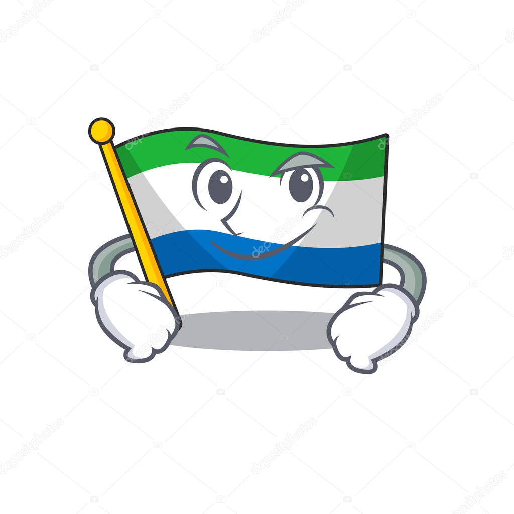 Flag sierra leone mascot cartoon style with Smirking face