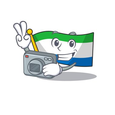 Profesyonel fotoğrafçı Sierra Leonecartoon karakteri.