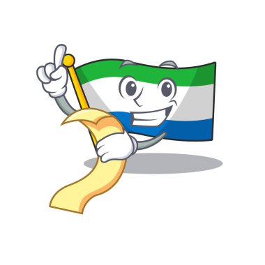 Tatlı bayrak Sierra Leone çizgi film karakteri menüsü servis etmeye hazır.