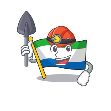 Cool Miner bayrağı Sierra Leone çizgi film maskotu tarzında