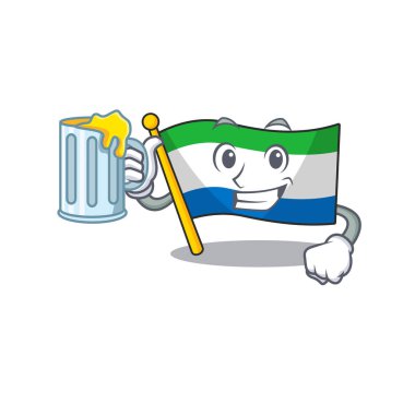 Mutlu bayrak Sierra Leone meyve suyu dolu bir bardak tutuyor