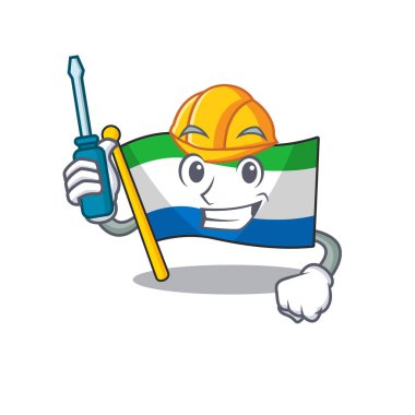 Çizgi film karakteri tarzında sunulan havalı otomotiv bayrağı Sierra Leone