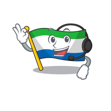 Flag sierra leone. Kulaklıklı sevimli çizgi film karakteri tasarımı.