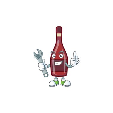 Smart Mechanic red bottle wine cartoon character design