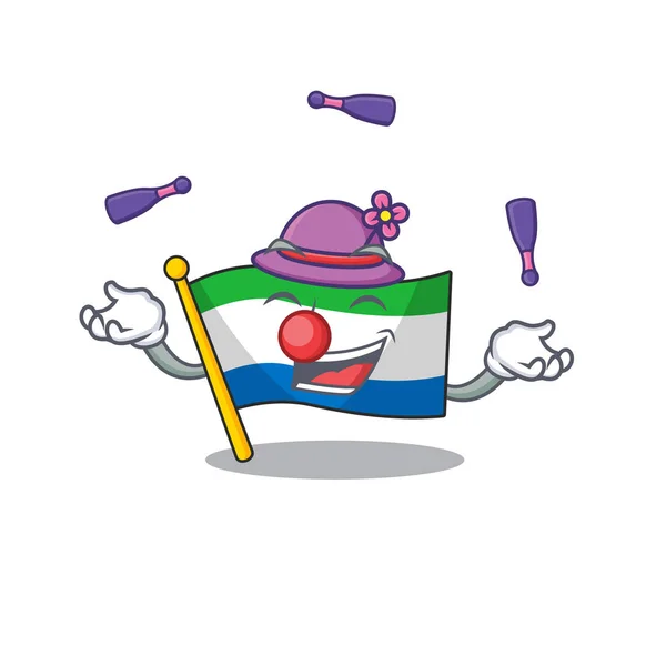 Super cool Juggling flag sierra leonemascot cartoon style — 스톡 벡터