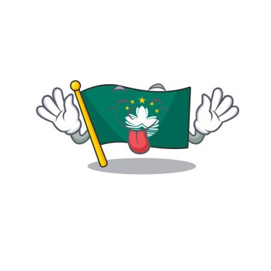 Super cute flag macau cartoon design with Tongue out