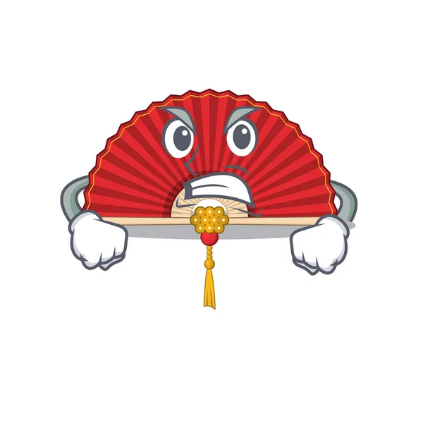 Mascot of angry chinese folding fan cartoon character style — 스톡 벡터