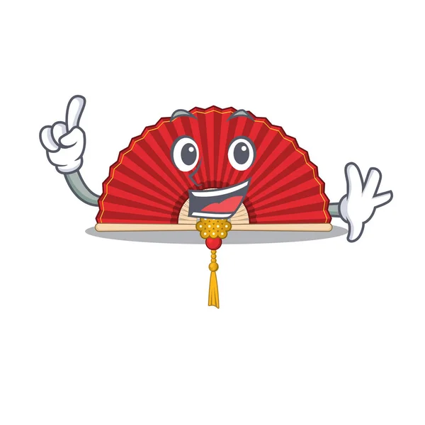 Dedo chino plegable ventilador en la mascota de dibujos animados estilo de personaje — Vector de stock