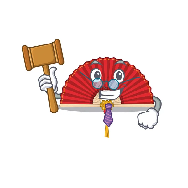 Smart Judge chinese folding fan presented in cartoon character style — Stock vektor