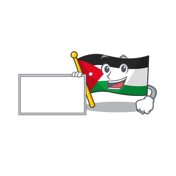 Bandeira jordan com quadro desenho animado Estilo de design de personagem — Vetor de Stock