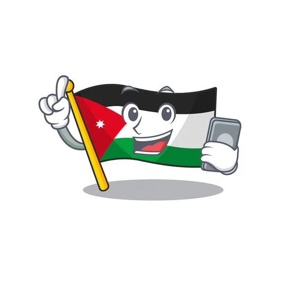 Μασκότ στυλ κινουμένων σχεδίων της σημαίας Jordan μιλώντας με το τηλέφωνο — Διανυσματικό Αρχείο