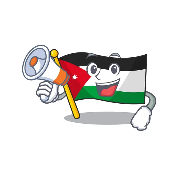 Estilo engraçado dos desenhos animados da bandeira jordan com megafone — Vetor de Stock