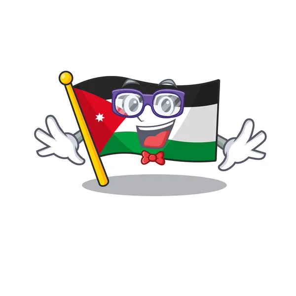 Super Funny Geek smart flag jordan maskot gaya kartun - Stok Vektor