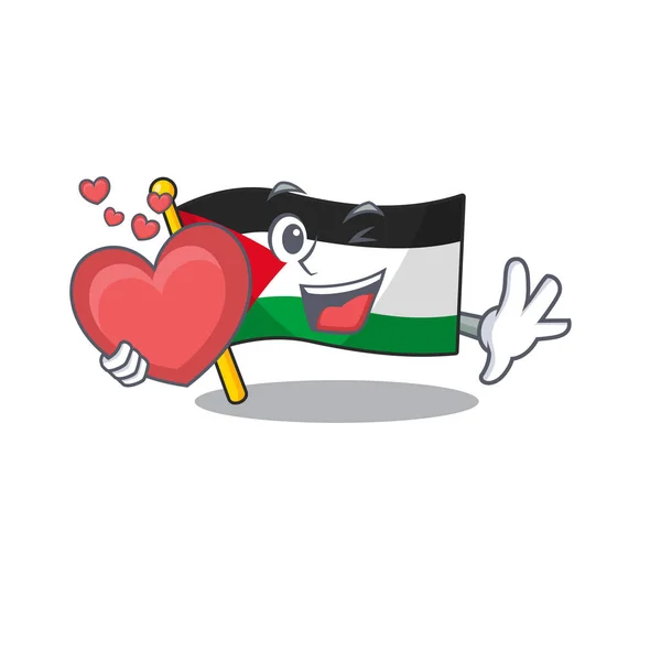 With heart flag jordan cartoon character mascot style — Stock Vector