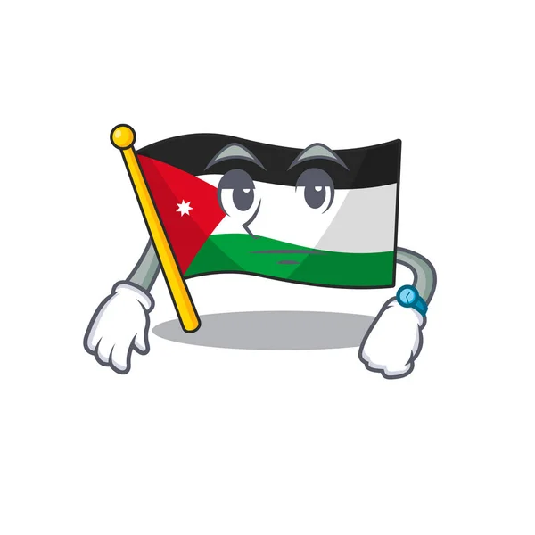 Esperando bandeira jordan em desenho animado personagem mascote — Vetor de Stock
