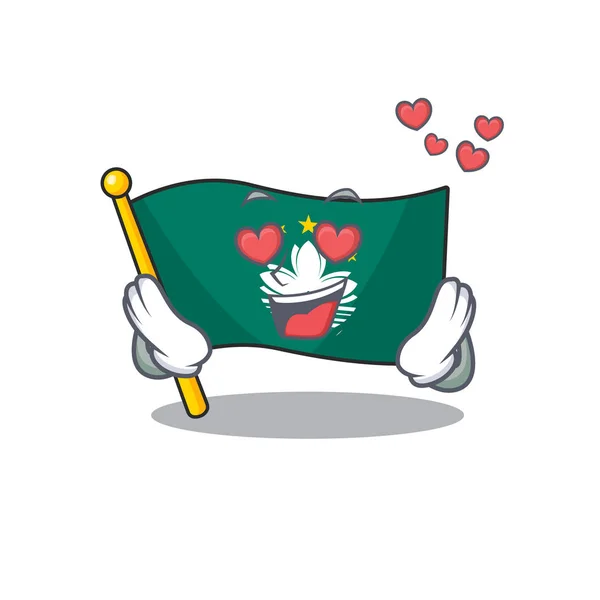 Падіння В любові Щасливий милий прапор макао мультфільм дизайн — стоковий вектор