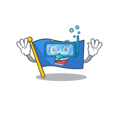 Gülümseyen bayrak Somali çizgi film karakteri. Dalış gözlüğü takıyor.