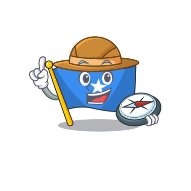 Explorer Flag Somali çizgi film karakteri pusula tutuyor.