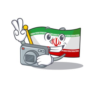 Profesyonel bir fotoğrafçı. İran çizgi film karakteri. Elinde kamera var.