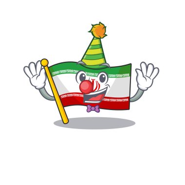 İran 'ın çizgi film karakteri maskot tasarımına yerleştirdiği şirin palyaço bayrağı.