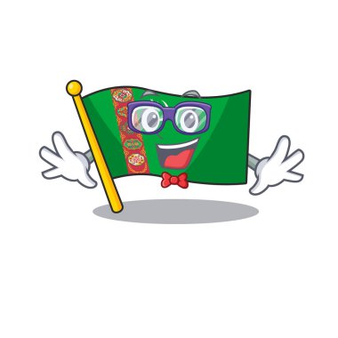Süper Komik İnek akıllı bayrak Türkmenistan maskot tarzı