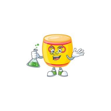Akıllı Profesör Altın Davul çizgi film karakteri cam tüp ile
