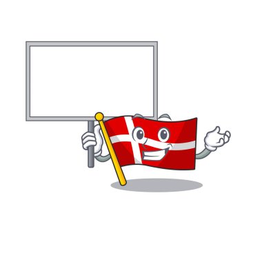 Gülümseyen Danimarka bayrağı şirin çizgi film stili Getir tahtayı