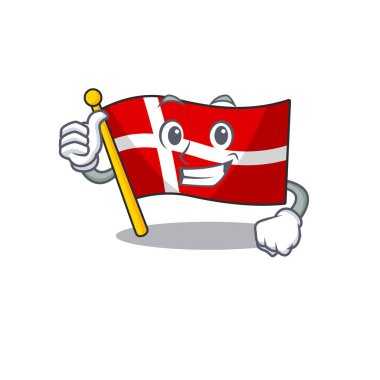 Danimarka bayrağının karikatürü başparmaklarını kaldırıyor.