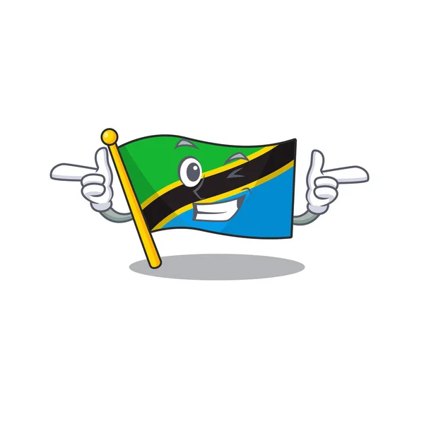 Drôle de drapeau tanzanie mascotte style de dessin animé avec clin d'oeil — Image vectorielle