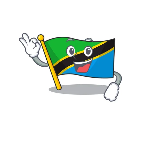 Dulce bandera tanzania personaje de dibujos animados haciendo un gesto bien — Vector de stock