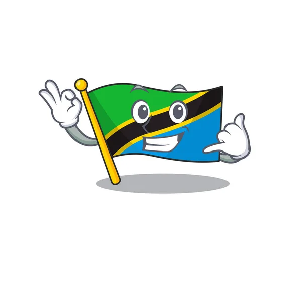 Llámame linda bandera tanzania mascota estilo de dibujos animados — Vector de stock