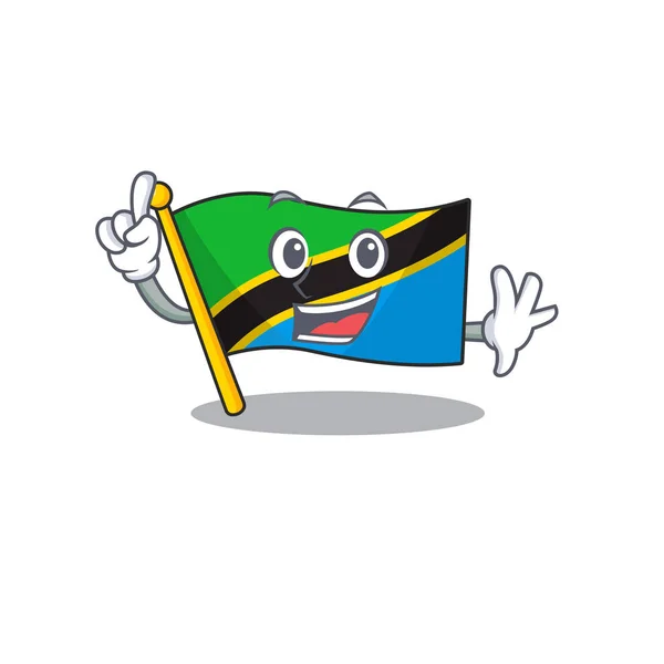 Bandiera a dita tanzania in stile personaggio dei cartoni animati mascotte — Vettoriale Stock