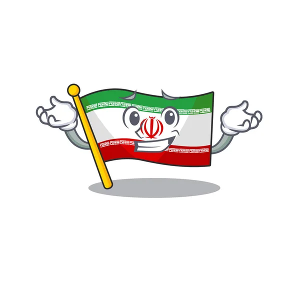 Super Cool Grinning bandeira iran mascote estilo cartoon —  Vetores de Stock