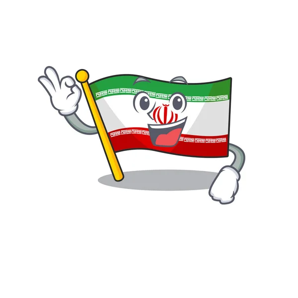 Süße Flagge iranische Cartoon-Figur macht eine okay Geste — Stockvektor