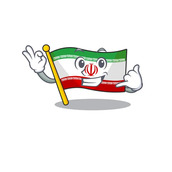 Chame-me bonito bandeira iran mascote estilo cartoon —  Vetores de Stock