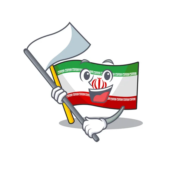 Niedliche Flagge mit Flagge iranischen Zeichentrickfigur Stil — Stockvektor