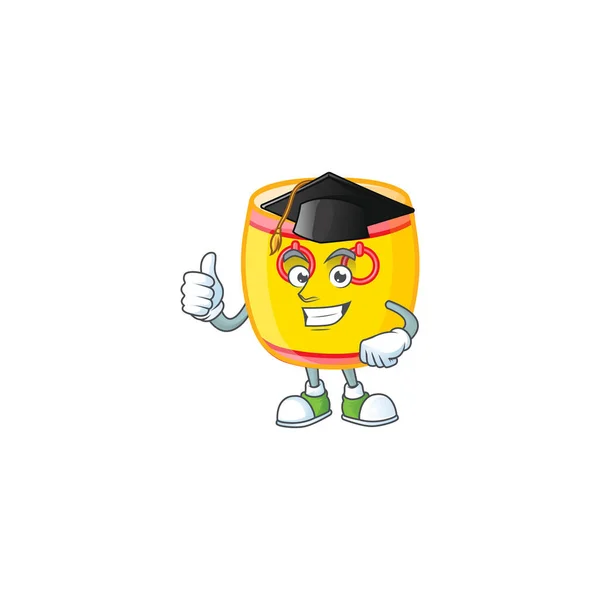 Feliz e orgulhoso de tambor de ouro chinês usando um chapéu de graduação preto —  Vetores de Stock