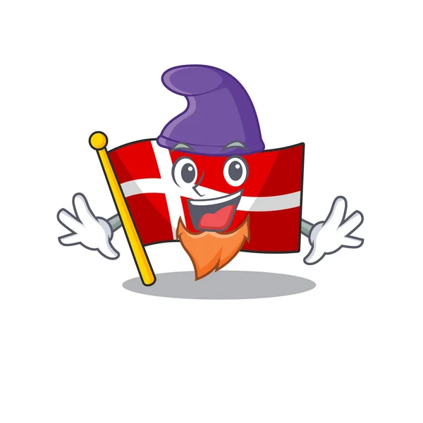 Flag denmark mascot cartoon style as an Elf — 스톡 벡터