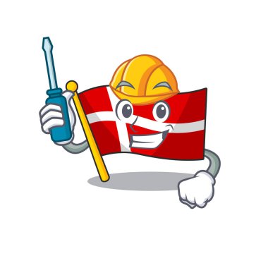 Karikatür karakteri tarzında sunulan havalı otomotiv bayrağı