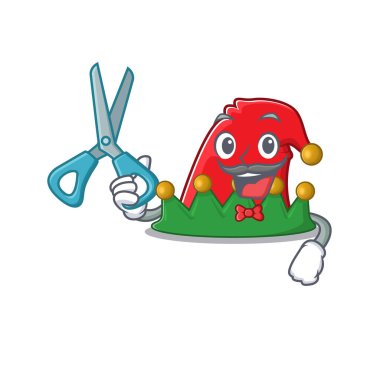 Mutlu berber şapkası maskot karakteri tarzı