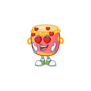 falling in love cute chinese red drum cartoon character design