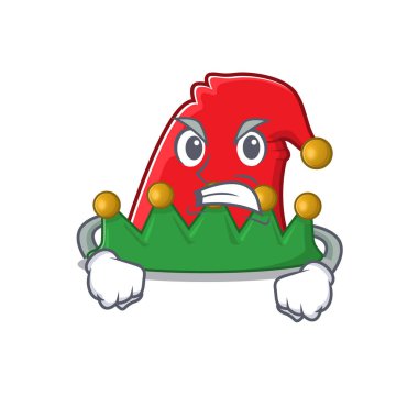 Kızgın elf şapkası maskotu çizgi film karakteri tarzı