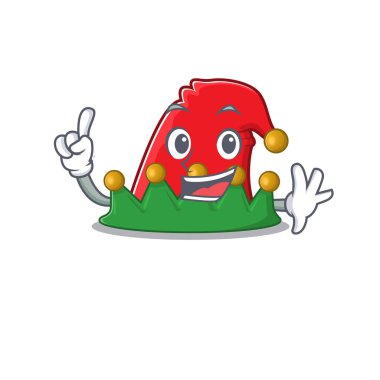 Maskot şapkalı parmak elf karakteri.