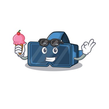 Vr sanal gerçeklik maskot tasarımı ve dondurma.