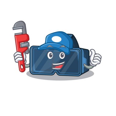 Havalı Plumber vr maskot resim stili üzerine sanal gerçeklik