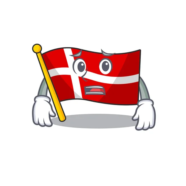 Flag denmark Cartoon character showing afraid look face — 스톡 벡터
