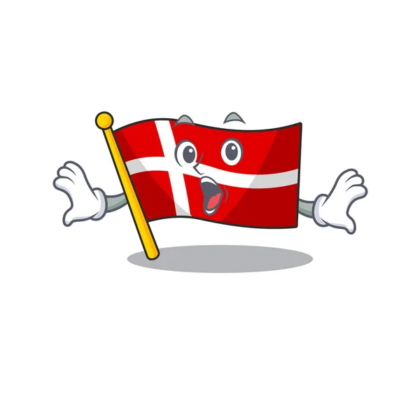 Karikatür tarzında sürpriz bayrak Danimarka yüz hareketi — Stok Vektör
