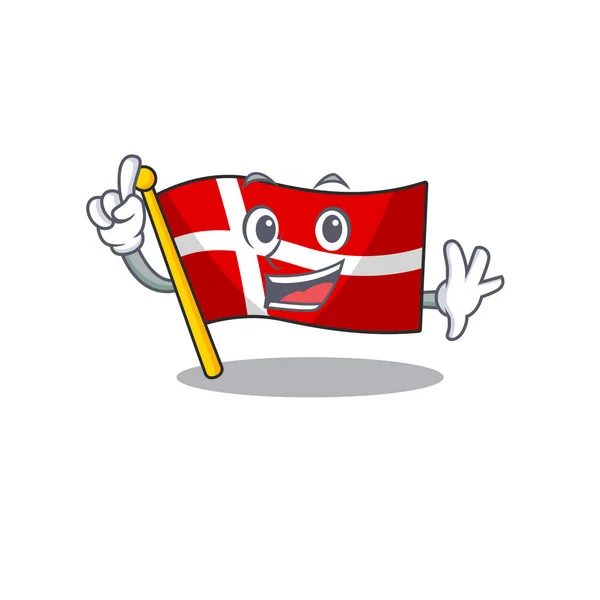 Finger flag denmark in mascot cartoon character style — 스톡 벡터